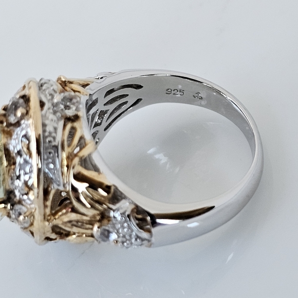 Victoria Wieck Prasiolite & White Topaz Ring 14k Gold & Sterling Silver Sz 7! - Picture 6 of 10
